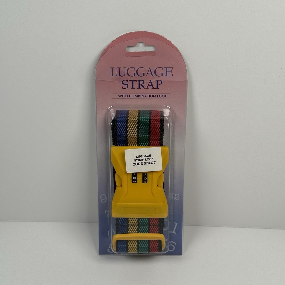 Hampton Direct Luggage Strap With Combination Lock Multicolor Stripes 2"Wide NEW